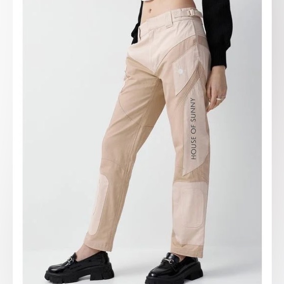 House of Sunny Beige Cargo Biker Pant - Picture 3 of 5